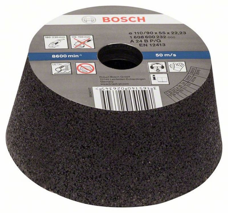 Bosch Schleiftopf, konisch-Metall/Guss 90 mm, 110 mm, 55 mm, 24 1608600232
