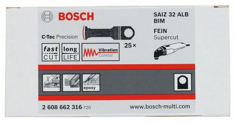 Bosch BIM Tauchsägeblatt SAIZ 32 ALB, Wood and Metal, 70 x 32 mm 