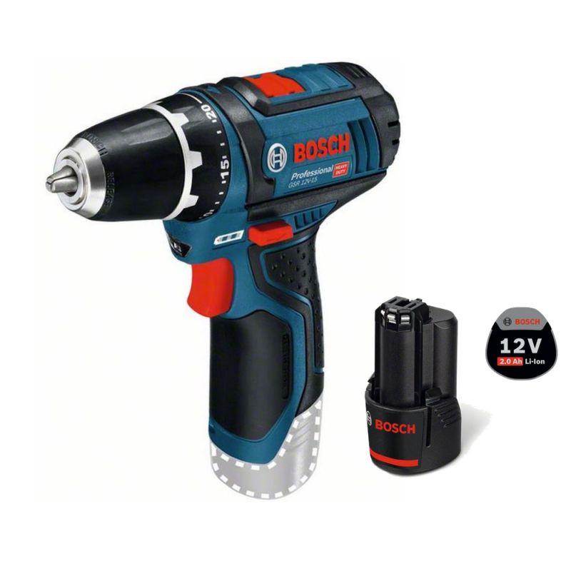 Bosch Akku-Bohrschrauber GSR 12V-15 / 1x 2,0 Ah Akku im Softbag 0601868101-1