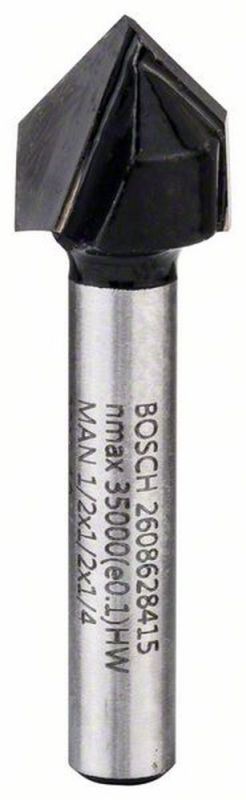 Bosch V-Nutfräser, 1/4", D1 12,7 mm, L 12,7 mm, G 45 mm, 90° 2608628415