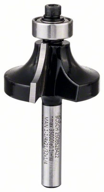 Bosch Abrundfräser, 1/4", R1 9,5 mm, D 31,8 mm, L 16,2 mm, G 57 mm 2608628422