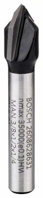 Bosch V-Nutfräser, 1/4", D1 9,5 mm, L 12,4 mm, G 45 mm, 90° 2608628631