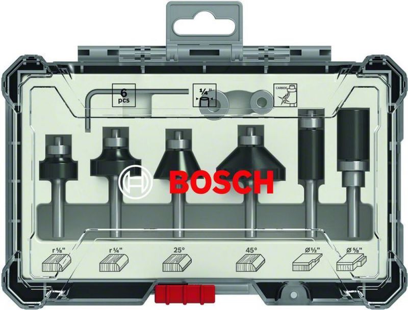 Bosch Rand- und Kantenfräser-Set, 1/4 Zoll-Schaft, 6-teilig 2607017470