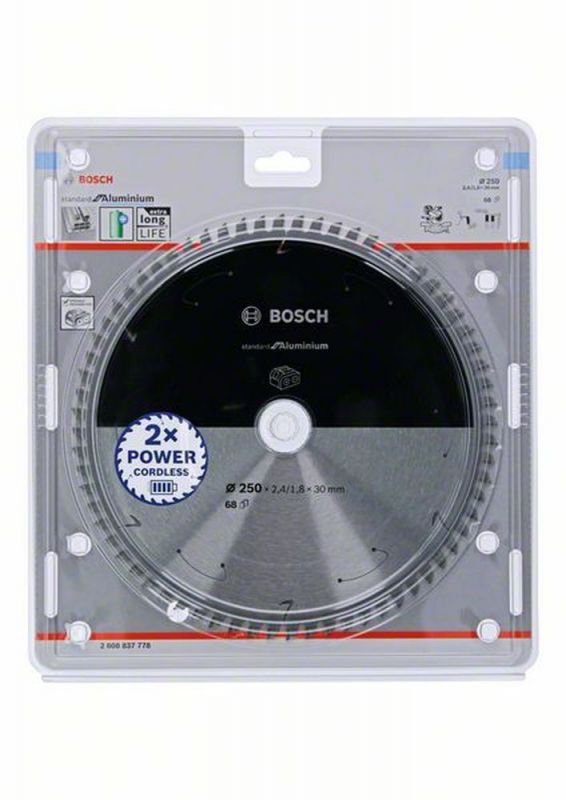 Bosch Akku-Kreissägeblatt Standard for Aluminium, 250 x 2,4/1,8 x 
