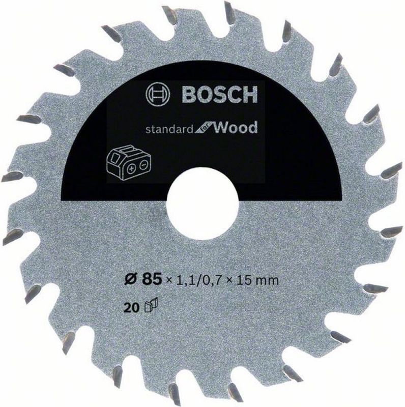 Lame de scie circulaire sans fil Standard for Wood Bosch, 85 x 1,1/0,7 x 15, 20 dents 2608837666