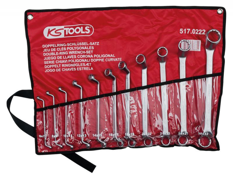 KS Tools Doppel-Ringschlüssel-Satz, gekröpft, 11-tlg 6-32mm - 517.0222