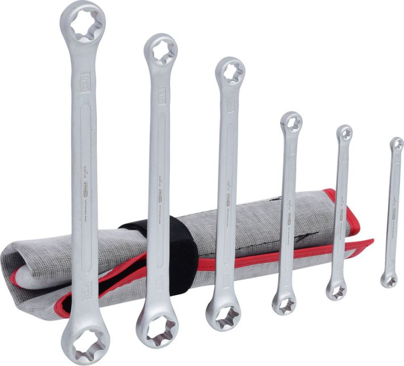 KS TOOLS Jeu de clés polygonales droites Torx E, 6 pcs - 911.0370