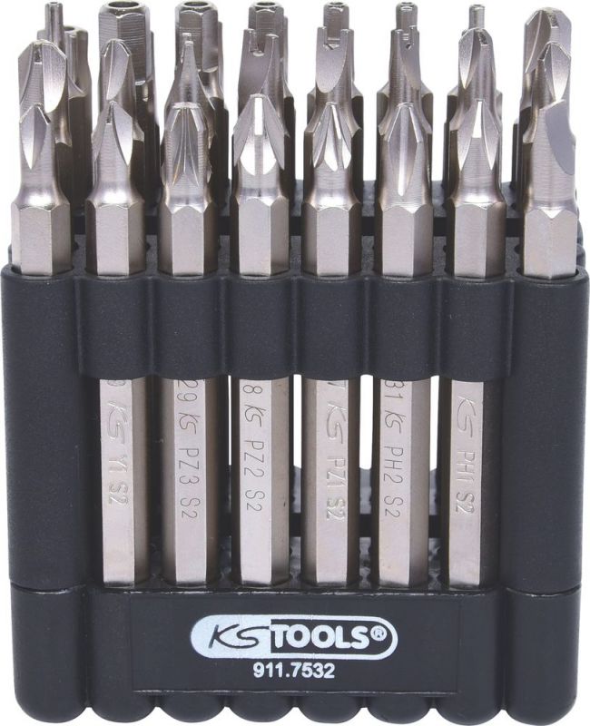 KS Tools 1/4" Bit-Satz, 75mm, 32-tlg mit Sicherheitsbits - 911.7532