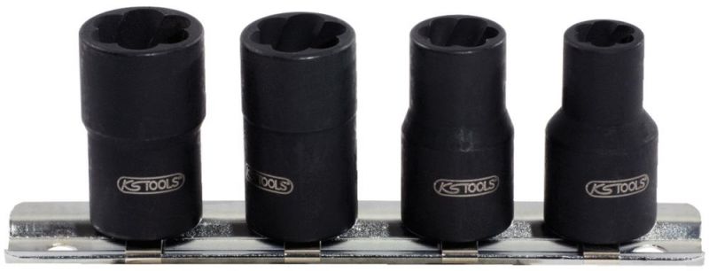 KS TOOLS 3/8" Jeu de douilles spirales à chocs, 4 pcs, 8-13mm - 913.3850