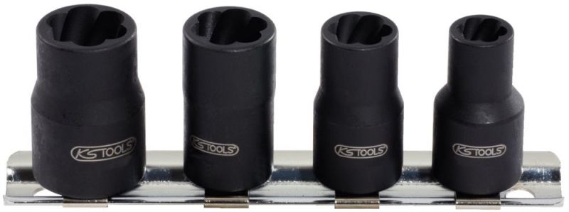 KS TOOLS 1/4" Jeu de douilles spirales à chocs, 4pcs, 8-13mm - 913.1450