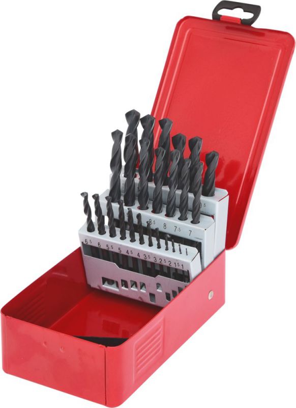 KS Tools HSS-R Spiralbohrer-Satz, Stahlblechkassette, 25-tlg, 1-13mm - 330.1613