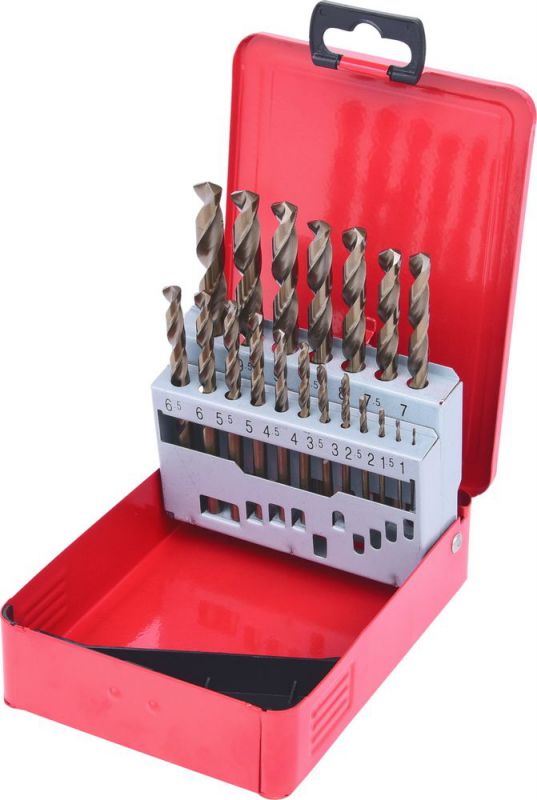KS Tools HSS-G Co 5 Spiralbohrer-Satz, Stahlblechkassette 19-tlg 1-10mm - 330.3610