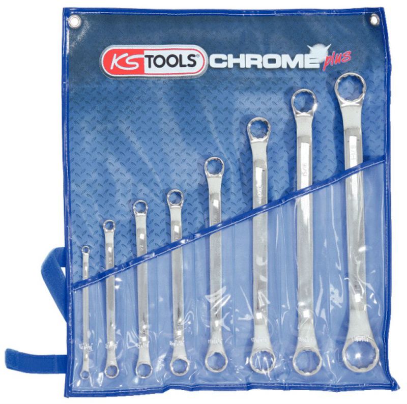 KS TOOLS Jeux de clés polygonales têtes contre-coudées CHROMEplus, 8 pcs - 518.3100