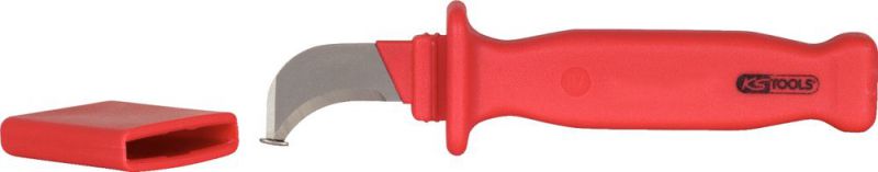 KS TOOLS Couteau à dénuder avec revêtement isolant et lame crochet, 200 mm - 117.1296