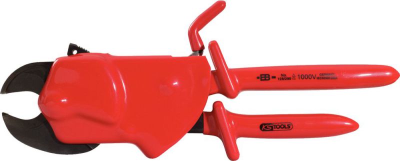 KS TOOLS Cisailles à cliquets à une main avec revêtement isolant, 310 mm - 117.1246