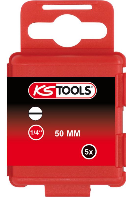 KS TOOLS 1/4" Embout de vissage Fente, 50mm, 9mm, pack de 5 - 911.3326