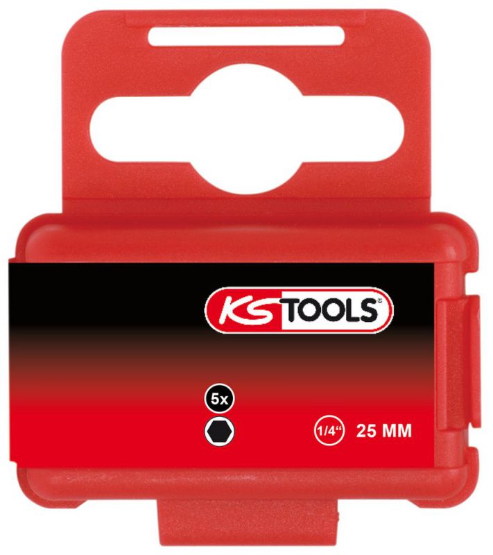 KS Tools 1/4" Bit Innensechskant, 25mm, 10mm, 5er Pack - 911.3565