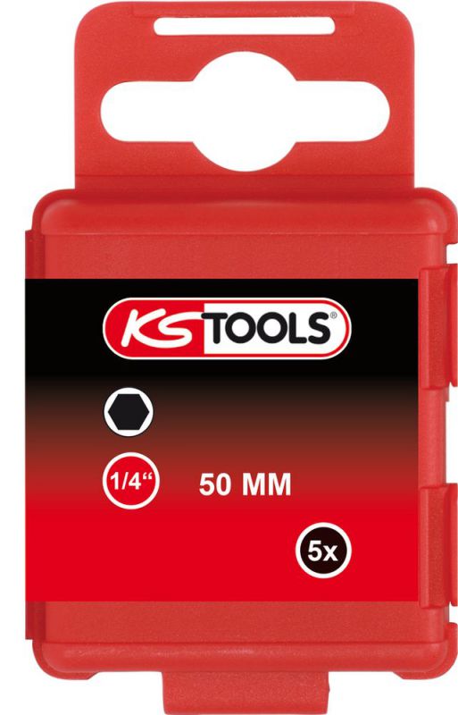 KS TOOLS 1/4" Embouts de vissage 6 pans, 50mm, 10mm, pack de 5 - 911.3581