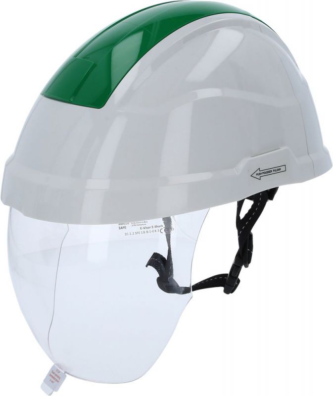 KS TOOLS Casque de sécurité de travail avec visière, vert - 117.0139
