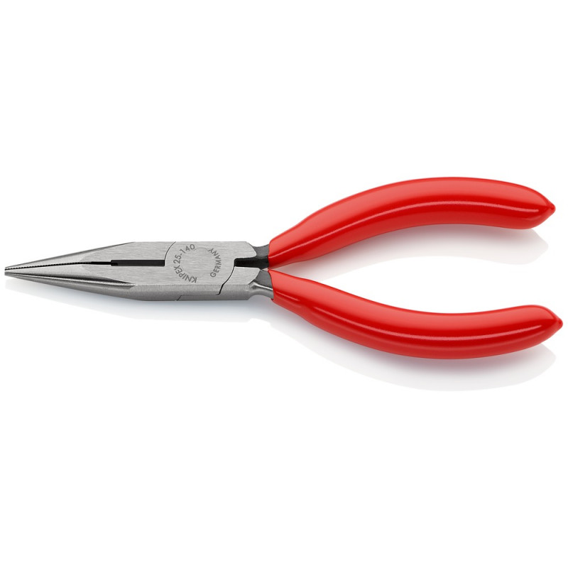 KNIPEX (25 01 140 SB) Flachrundzange mit Schneide (Radiozange) mit Kunststoff überzogen schwarz atramentiert