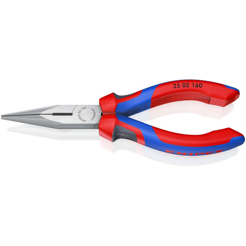 KNIPEX (25 02 160 SB) Flachrundzange mit Schneide (Radiozange) mit Comfort-Griffen schwarz atramentiert
