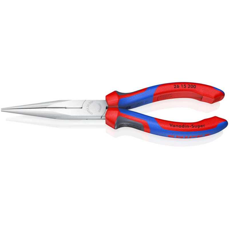 KNIPEX (26 15 200 SB) Flachrundzange mit Schneide (Storchschnabelzange) mit Comfort-Griffen verchromt