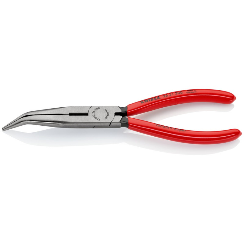 KNIPEX (26 21 200 SB) Flachrundzange mit Schneide (Storchschnabelzange) mit Kunststoff überzogen schwarz atramentiert