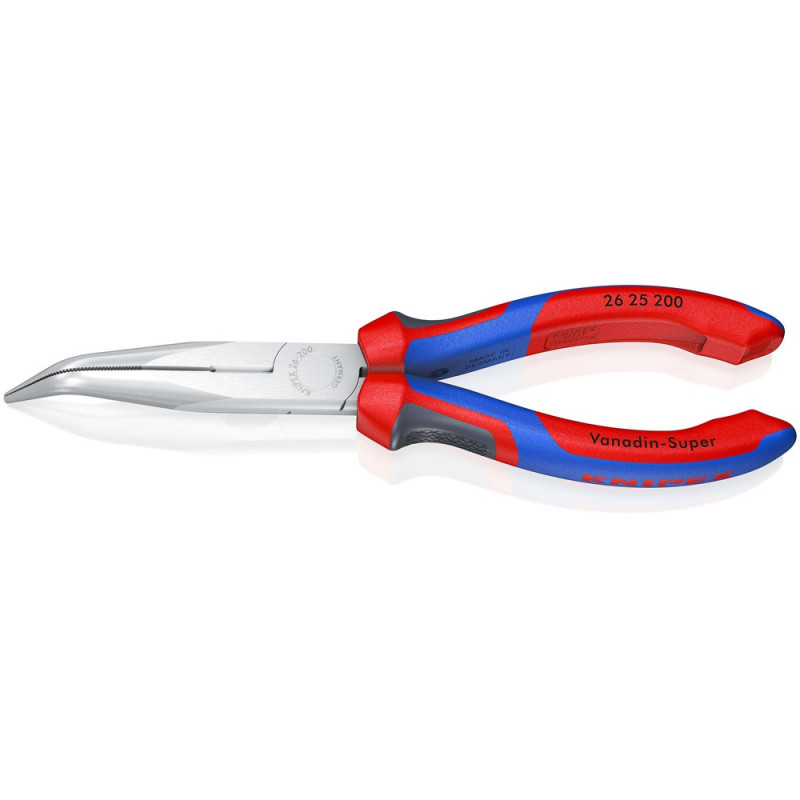 KNIPEX (26 25 200 SB) Flachrundzange mit Schneide (Storchschnabelzange) mit Comfort-Griffen verchromt