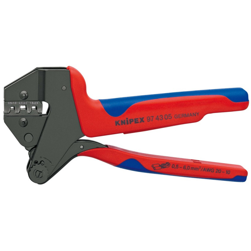 KNIPEX (97 43 05) Crimp-Systemzange für auswechselbare Crimpeinsätze mit Mehrkomponenten-Hüllen brüniert