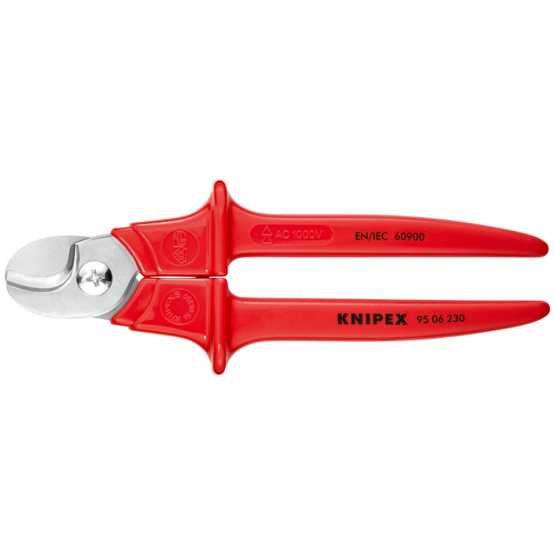 KNIPEX (95 06 230 SB) Kabelschere Griffe mit Kunststoff umspritzt isoliert, mit Kunststoff umspritzt, VDE-geprüft