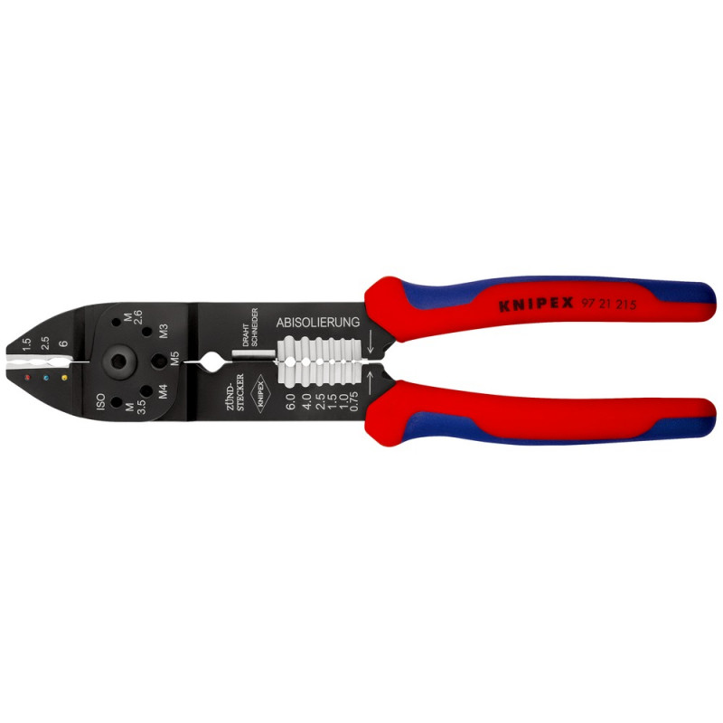KNIPEX (97 21 215 SB) Crimpzange mit Mehrkomponenten-Hüllen schwarz lackiert