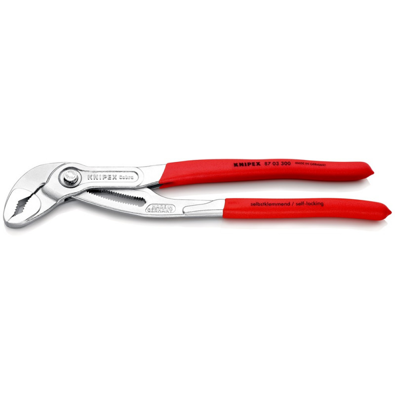 KNIPEX (87 03 300 SB) KNIPEX Cobra® Hightech-Wasserpumpenzange mit rutschhemmendem Kunststoff überzogen verchromt