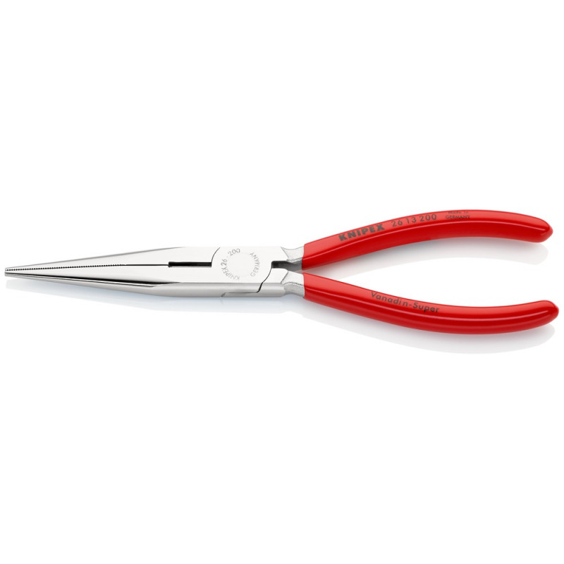 KNIPEX (26 13 200) Flachrundzange mit Schneide (Storchschnabelzange) mit Kunststoff überzogen verchromt