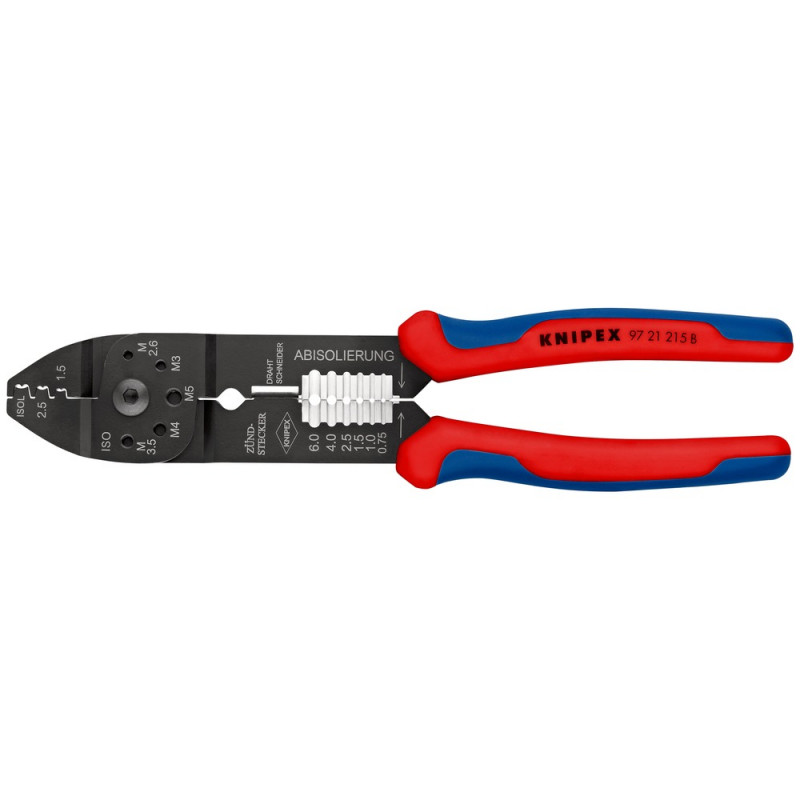 KNIPEX (97 21 215 B SB) Crimpzange mit Mehrkomponenten-Hüllen schwarz lackiert