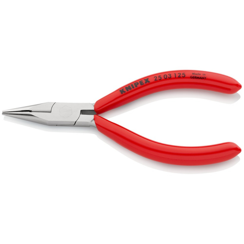 KNIPEX (25 03 125) Flachrundzange mit Schneide (Radiozange) mit Kunststoff überzogen verchromt