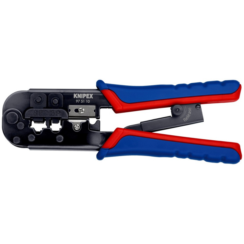 KNIPEX (97 51 10 SB) Crimpzange für Westernstecker mit Mehrkomponenten-Hüllen brüniert