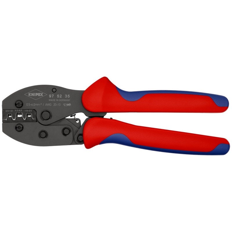 KNIPEX (97 52 35 SB) KNIPEX PreciForce® Crimpzange mit Mehrkomponenten-Hüllen brüniert