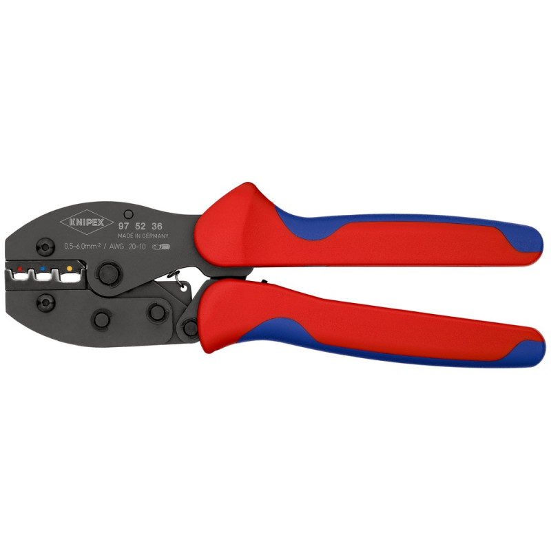 KNIPEX (97 52 36 SB) KNIPEX PreciForce® Crimpzange mit Mehrkomponenten-Hüllen brüniert