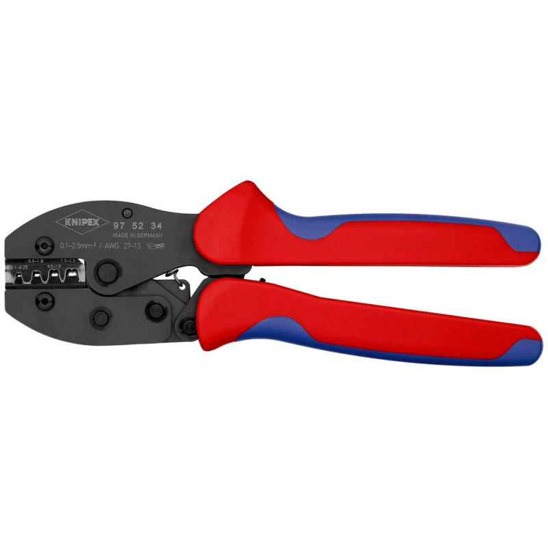 KNIPEX (97 52 34 SB) KNIPEX PreciForce® Crimpzange mit Mehrkomponenten-Hüllen brüniert