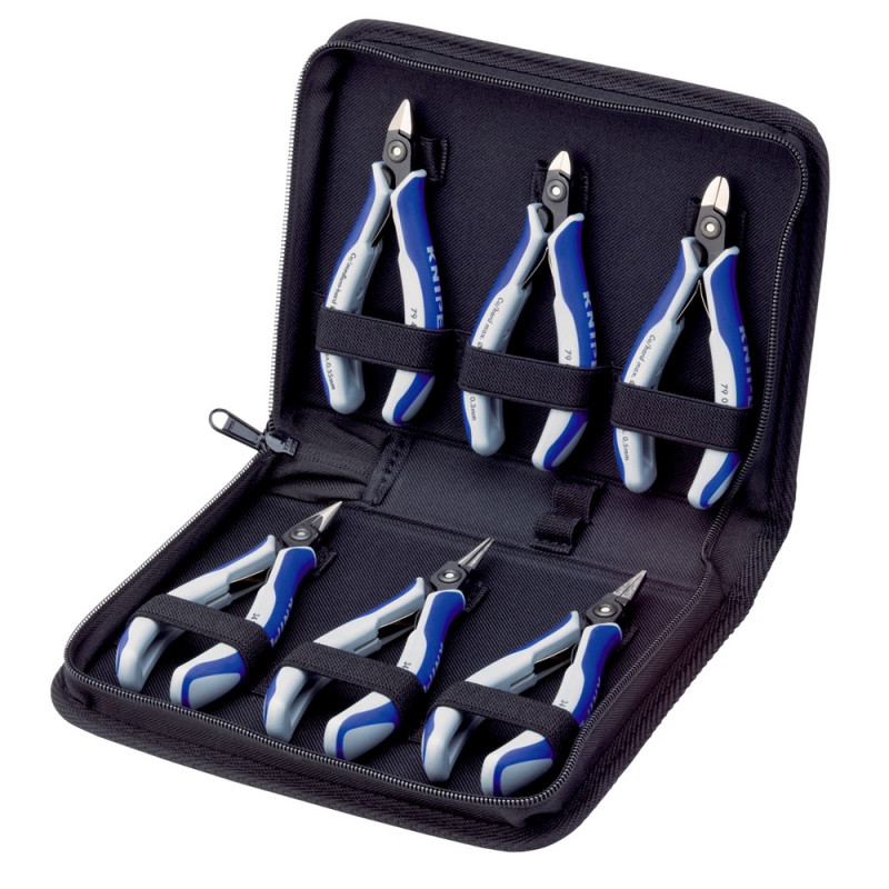 KNIPEX (00 20 16 P) Elektronikzangen-Set mit Werkzeugen für Arbeiten an elektronischen Bauteilen 6-teilig