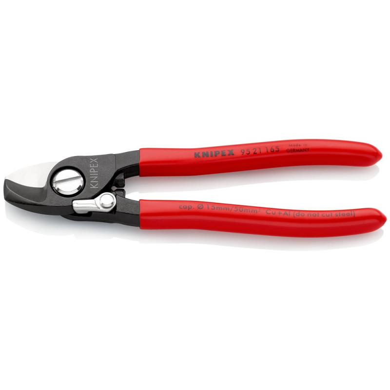 KNIPEX (95 21 165 SB) Kabelschere mit Öffnungsfeder mit Kunststoff überzogen brüniert