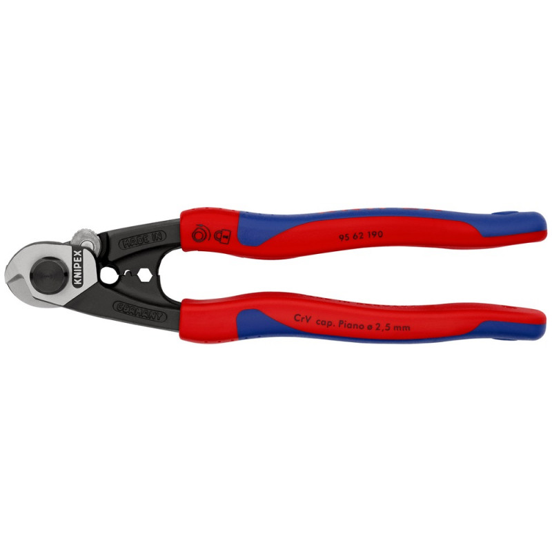 KNIPEX (95 62 190 SB) Drahtseilschere geschmiedet mit Mehrkomponenten-Hüllen