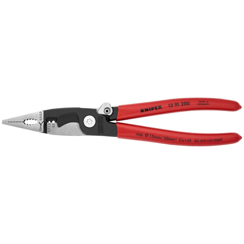 KNIPEX (13 91 200 SB) Elektro-Installationszange mit Kunststoff überzogen schwarz atramentiert