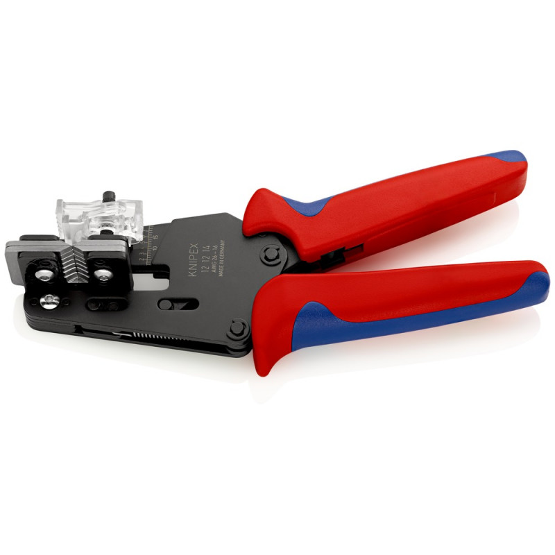 KNIPEX (12 12 14) Präzisions-Abisolierzange mit Formmessern mit Mehrkomponenten-Hüllen brüniert