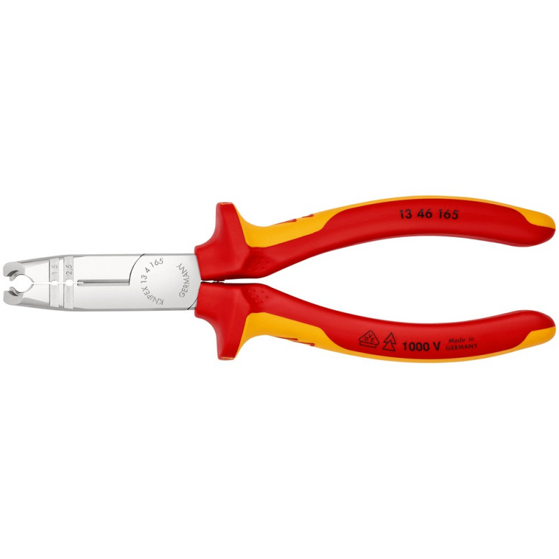 KNIPEX (13 46 165 SB) Abmantelungszange isoliert mit Mehrkomponenten-Hüllen, VDE-geprüft verchromt