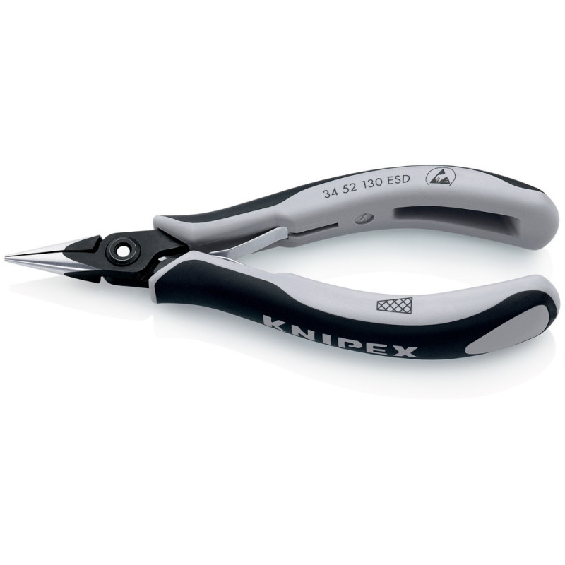 KNIPEX (34 52 130 ESD) Präzisions-Elektronik-Greifzange ESD mit Mehrkomponenten-Hüllen brüniert