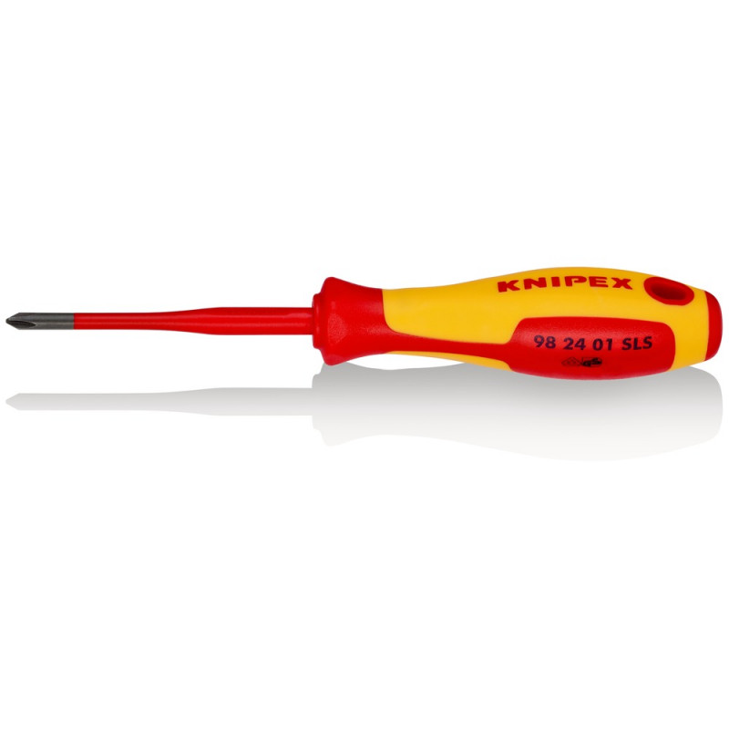 KNIPEX (98 24 01 SLS) Schraubendreher (Slim) PlusMinus Phillips® isolierender Mehrkomponenten-Griff, VDE-geprüft brüniert