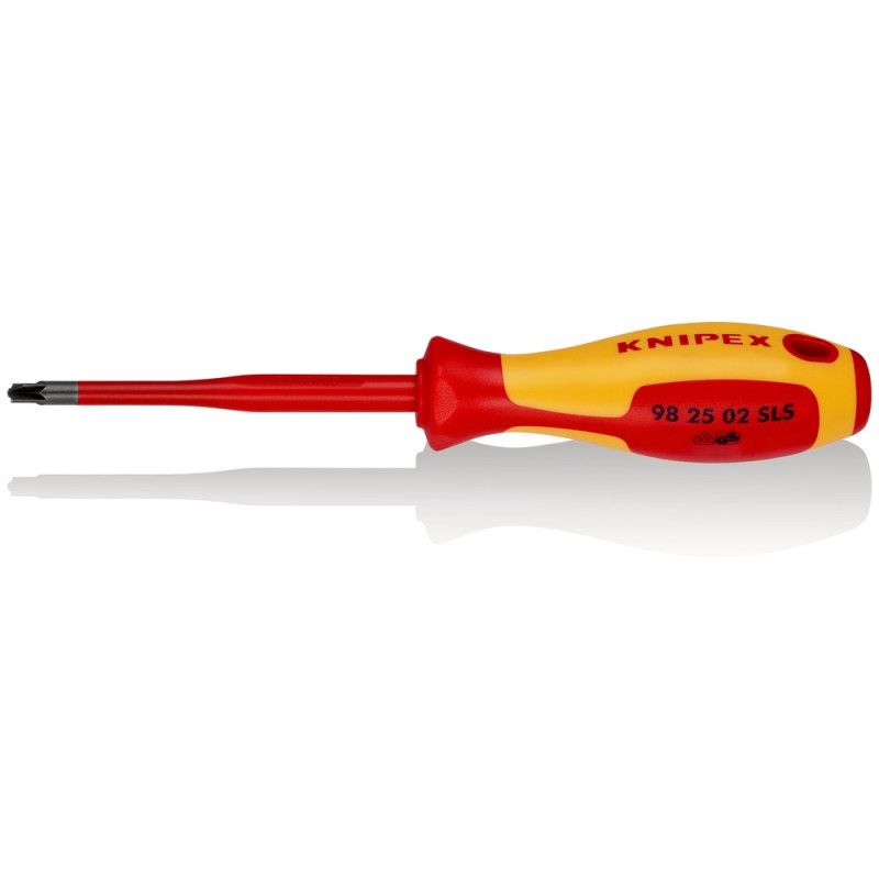 KNIPEX (98 25 02 SLS) Schraubendreher (Slim) PlusMinus Pozidriv® isolierender Mehrkomponenten-Griff, VDE-geprüft brüniert