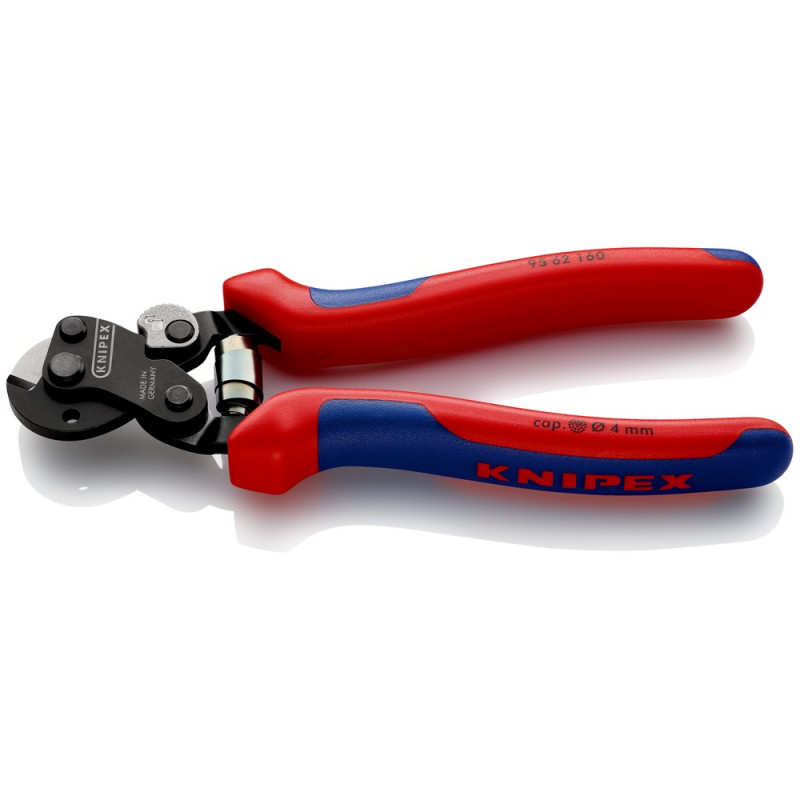 KNIPEX (95 62 160 SB) Drahtseilschere auch für hochfeste Drahtseile mit Mehrkomponenten-Hüllen brüniert