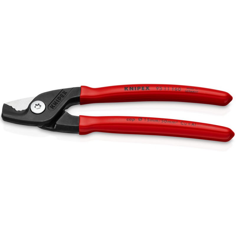 KNIPEX (95 11 160 SB) KNIPEX StepCut® Kabelschere mit Kunststoff überzogen brüniert